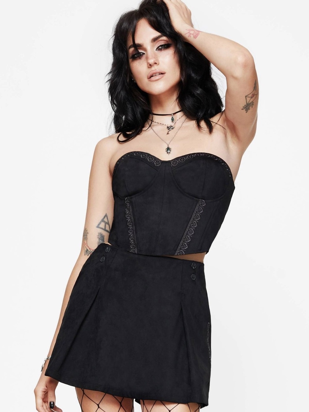 Lauma Embroidered Faux Suede Skort Sz 8 – Gothic, Edgy, Alt Style